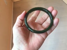Load image into Gallery viewer, 59.2mm certified 100% Natural dark green/black nephrite (碧玉)  bangle HN24-9139
