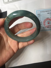 Load image into Gallery viewer, 57.5mm Certified type A 100% Natural oily dark green (老油青) blue gray black Mountains Afar (远山)Jadeite bangle PC259-0552
