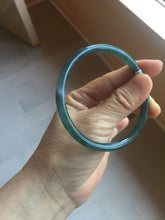 Load image into Gallery viewer, 60.7mm Certified Type A 100% Natural ice watery dark blue/green/purple/gray/black Guatemala slim round cut Jadeite bangle AZ149-2490

