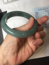 Load image into Gallery viewer, 57.5mm Certified type A 100% Natural oily dark green (老油青) blue gray black Mountains Afar (远山)Jadeite bangle PC259-0552

