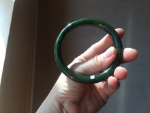 Load image into Gallery viewer, 60mm certified 100% Natural dark green/black round cut nephrite (碧玉)  bangle HN23-9145
