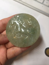 Load image into Gallery viewer, 100% Natural type A light green yellow  jadeite Jade horse pendant worry stone AA93
