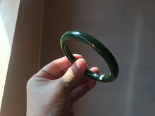 Load image into Gallery viewer, 60mm certified 100% Natural dark green/black round cut nephrite (碧玉)  bangle HN23-9145

