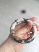 Load image into Gallery viewer, 53.4mm 100% natural pink/black time series(时光系列) round cut style rose stone (Rhodonite) bangle XY86
