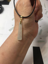 Load image into Gallery viewer, 100% Natural type A icy watery light green white narrow rectangle Jadeite Jade safe and sound pendant group BS139 Add on item
