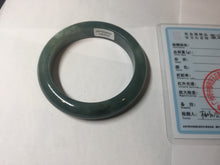 Load image into Gallery viewer, 57.2mm Certified type A 100% Natural oily dark green (老油青) blue gray black Mountains Afar (远山)Jadeite bangle PC260-0550
