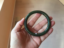 Load image into Gallery viewer, 60mm certified 100% Natural dark green/black round cut nephrite (碧玉)  bangle HN23-9145
