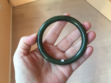 Load image into Gallery viewer, 60mm certified 100% Natural dark green/black round cut nephrite (碧玉)  bangle HN23-9145
