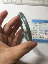 Load image into Gallery viewer, 58.5mm Certified Type A 100% Natural light green/blue/gray Guatemala slim round cut Jadeite bangle PD72-8135
