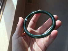 Load image into Gallery viewer, 62mm certified 100% Natural dark green/black round cut nephrite (碧玉)  bangle HN21-9155
