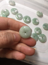 Load image into Gallery viewer, 18-23.5mm Type A 100% Natural  light green sunny green white Jadeite Jade Safety Guardian Button donuts Pendant group AA67
