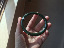 Load image into Gallery viewer, 62mm certified 100% Natural dark green/black round cut nephrite (碧玉)  bangle HN21-9155
