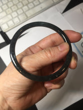 Load image into Gallery viewer, 58.8mm Type A 100% Natural dark green/black/blue/gray with flying snow Guatemala slim round cut Jadeite bangle PJ44-0687

