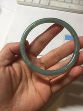 Load image into Gallery viewer, 58.5mm Certified Type A 100% Natural light green/blue/gray Guatemala slim round cut Jadeite bangle PD72-8135
