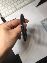 Load image into Gallery viewer, 58.8mm Type A 100% Natural dark green/black/blue/gray with flying snow Guatemala slim round cut Jadeite bangle PJ44-0687
