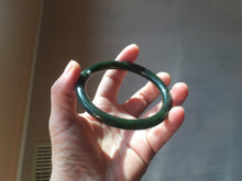 Load image into Gallery viewer, 62mm certified 100% Natural dark green/black round cut nephrite (碧玉)  bangle HN21-9155
