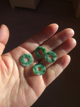 Load image into Gallery viewer, 16.3mm Type A 100% Natural sunny green Jadeite Safety Guardian Button donuts pendant PF52
