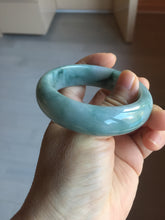 Load image into Gallery viewer, 53mm certified 100% natural Type A green white with green floating flowers chubby jadeite bangle PB241-9548
