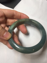 Load image into Gallery viewer, 57.2mm Certified type A 100% Natural oily dark green (老油青) blue gray black Mountains Afar (远山)Jadeite bangle PC260-0550
