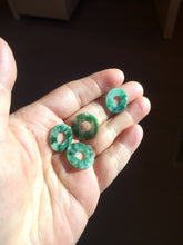 Load image into Gallery viewer, 16.3mm Type A 100% Natural sunny green Jadeite Safety Guardian Button donuts pendant PF52
