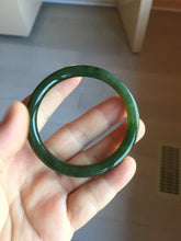 Load image into Gallery viewer, 51.2mm certified 100% Natural dark green/black round cut nephrite (碧玉)  bangle HN147-0523
