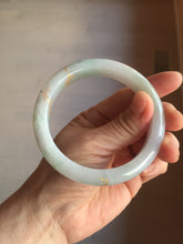 Load image into Gallery viewer, 58mm 100% Natural type A sunny green purple carved bamboo leaf and golden-painted Jadeite Jade bangle PE34
