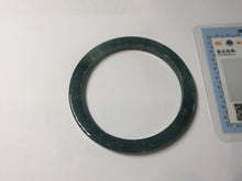Load image into Gallery viewer, 51mm Type A 100% Natural dark green/black/blue/gray with flying snow Guatemala square style Jadeite bangle PJ45-0679
