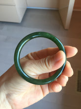 Load image into Gallery viewer, 51.2mm certified 100% Natural dark green/black round cut nephrite (碧玉)  bangle HN147-0523

