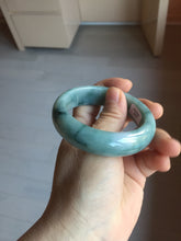 Load image into Gallery viewer, 53mm certified 100% natural Type A green white with green floating flowers chubby jadeite bangle PB241-9548
