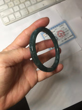 Load image into Gallery viewer, 51mm Type A 100% Natural dark green/black/blue/gray with flying snow Guatemala square style Jadeite bangle PJ45-0679

