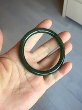 Load image into Gallery viewer, 51.2mm certified 100% Natural dark green/black round cut nephrite (碧玉)  bangle HN147-0523
