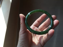 Load image into Gallery viewer, 60mm certified 100% Natural dark green/black round cut nephrite (碧玉)  bangle HN19-9158

