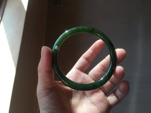 Load image into Gallery viewer, 60mm certified 100% Natural dark green/black round cut nephrite (碧玉)  bangle HN19-9158
