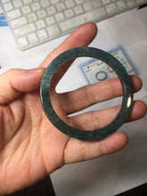 Load image into Gallery viewer, 51mm Type A 100% Natural dark green/black/blue/gray with flying snow Guatemala square style Jadeite bangle PJ45-0679
