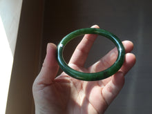 Load image into Gallery viewer, 60mm certified 100% Natural dark green/black round cut nephrite (碧玉)  bangle HN19-9158
