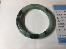 Load image into Gallery viewer, Shopify only! 59mm certified type A 100% Natural icy watery green/black Jadeite Jade bangle BM44-8566
