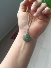 Load image into Gallery viewer, 12-17.5mm Type A 100% Natural oily dark green(淡油青) gray green Jadeite Safety Guardian Button donuts pendant PH61 Add on item
