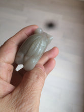 Load image into Gallery viewer, 100% Natural light green/gray/black 3D bunny Quartzite Shetaicui Jade worry stone/desk decor with chain XY94
