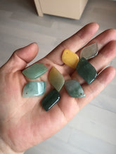 Load image into Gallery viewer, 100% natural type A jadeite jade icy watery yellow green black Willow leaf pendant group AX152
