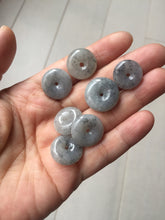 Load image into Gallery viewer, 15-18.4mm 100% natural black white jadeite jade(Wuji, 乌鸡) Safety Guardian Button donuts pendant PA250
