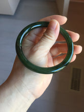 Load image into Gallery viewer, 59.5mm certified 100% Natural dark green/black nephrite (碧玉)  bangle HN150-0509
