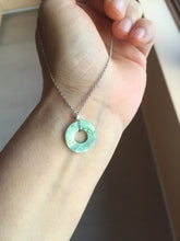 Load image into Gallery viewer, 16.3mm Type A 100% Natural sunny green Jadeite Safety Guardian Button donuts pendant PF52
