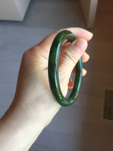 Load image into Gallery viewer, 59.5mm certified 100% Natural dark green/black nephrite (碧玉)  bangle HN150-0509
