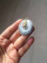 Load image into Gallery viewer, 35.3mm 100% natural black white yellow jadeite jade(Wuji, 乌鸡) Safety Guardian Button donuts pendant /worry stone/decor PH65
