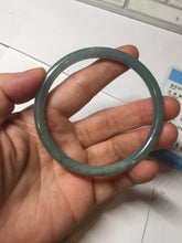 Load image into Gallery viewer, 58.5mm Certified Type A 100% Natural light green/blue/gray Guatemala slim round cut Jadeite bangle PD74-8134
