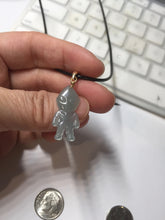 Load image into Gallery viewer, 100% natural type A icy watery light green blue gray Guatemala jadeite little alien hero pendant PE26

