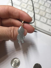 Load image into Gallery viewer, 100% natural type A icy watery light green blue gray Guatemala jadeite little alien hero pendant PE26
