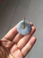 Load image into Gallery viewer, 35.3mm 100% natural black white yellow jadeite jade(Wuji, 乌鸡) Safety Guardian Button donuts pendant /worry stone/decor PH65
