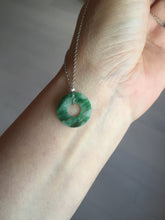 Load image into Gallery viewer, 16.3mm Type A 100% Natural sunny green Jadeite Safety Guardian Button donuts pendant PF52
