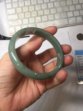 Load image into Gallery viewer, 61mm certified type A 100% Natural oily dark green gray Jadeite jade bangle PJ46-2867
